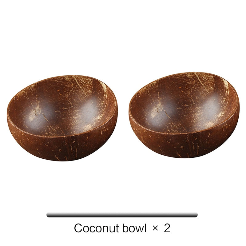 Natural Coconut Wood Bowl with Coconut Wood Spoon
