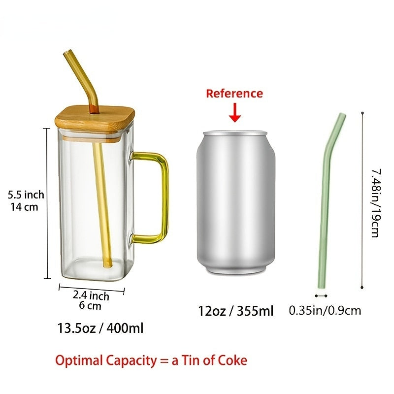 Transparent Borosilicate Glass Mug With Lid And Straw