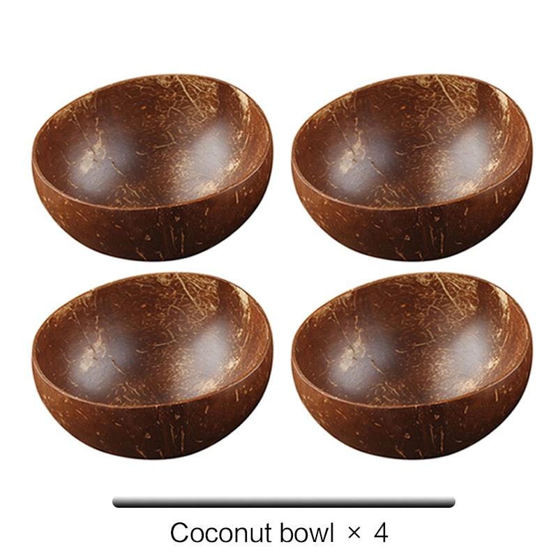 Natural Coconut Wood Bowl with Coconut Wood Spoon