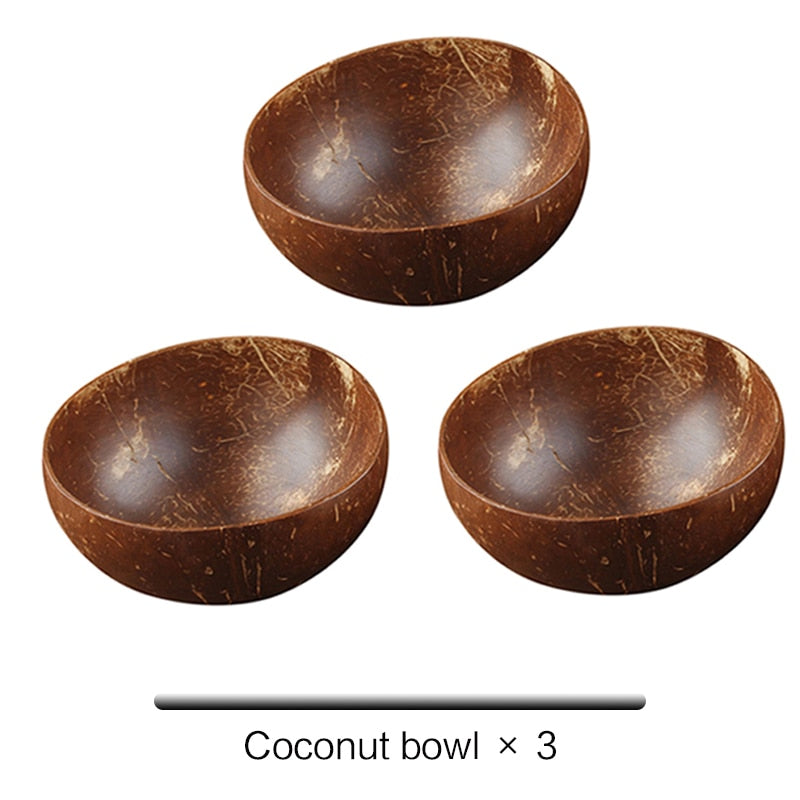 Natural Coconut Wood Bowl with Coconut Wood Spoon