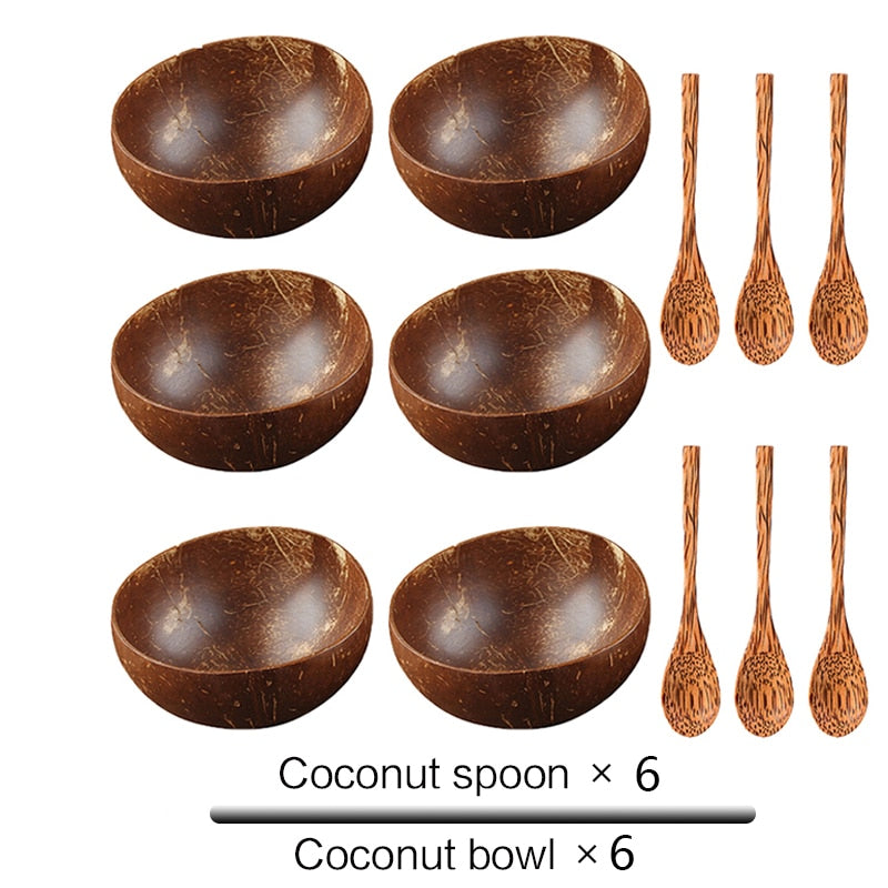Natural Coconut Wood Bowl with Coconut Wood Spoon