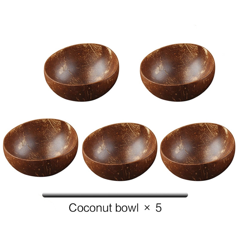 Natural Coconut Wood Bowl with Coconut Wood Spoon