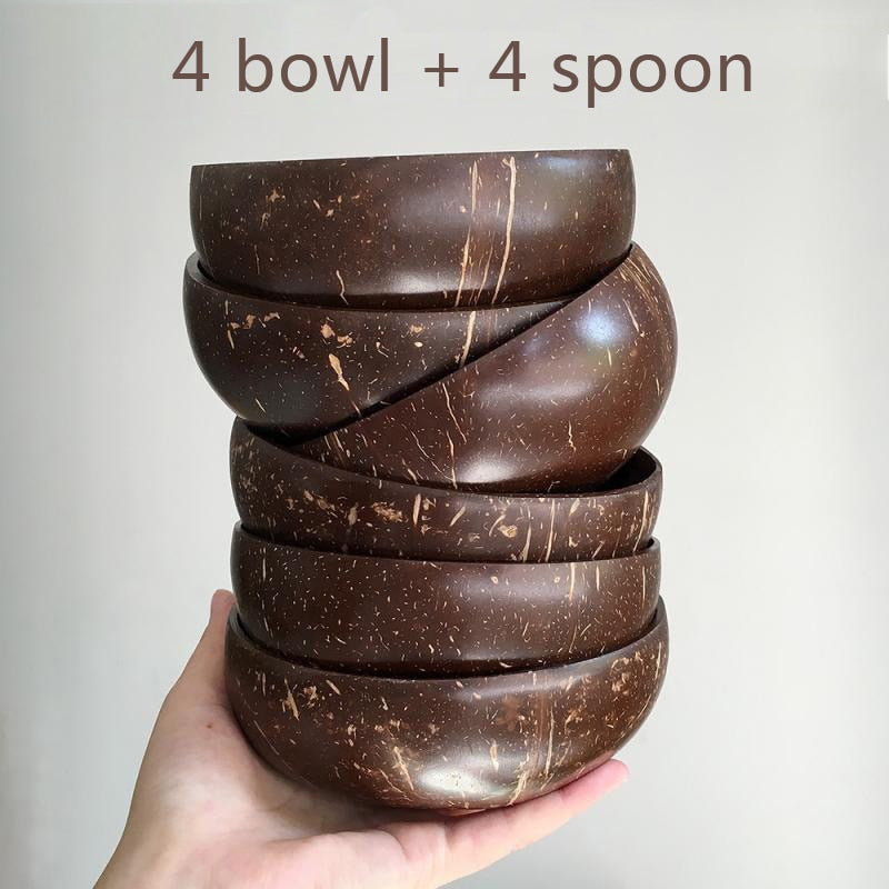 Natural Coconut Wood Bowl with Coconut Wood Spoon