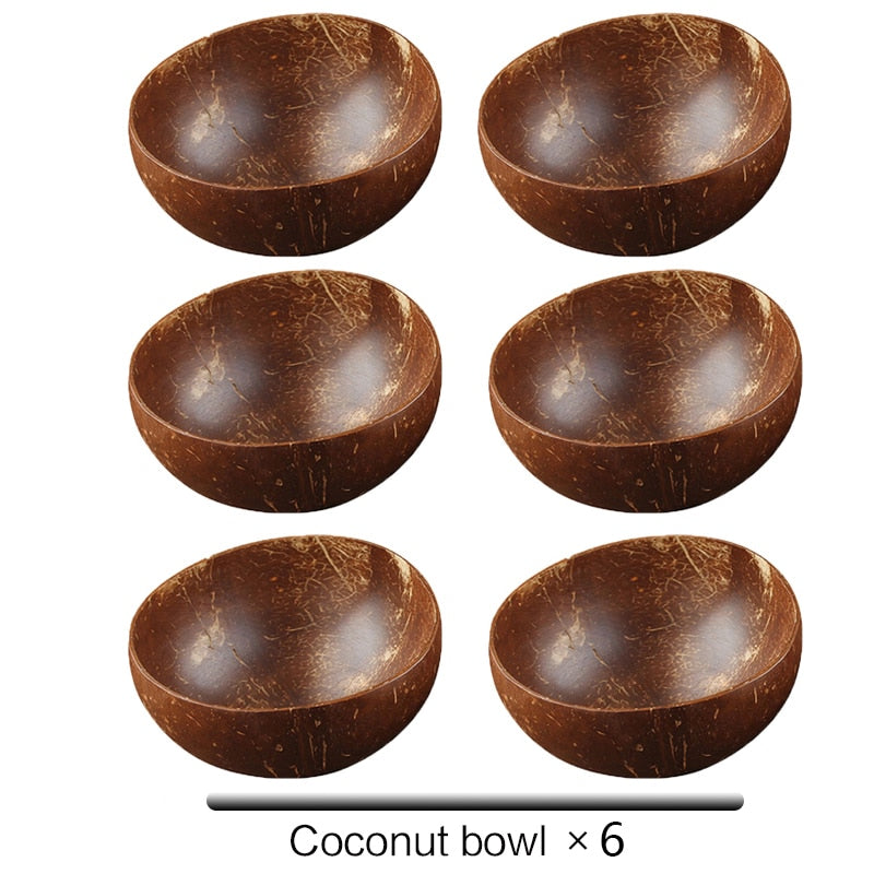 Natural Coconut Wood Bowl with Coconut Wood Spoon