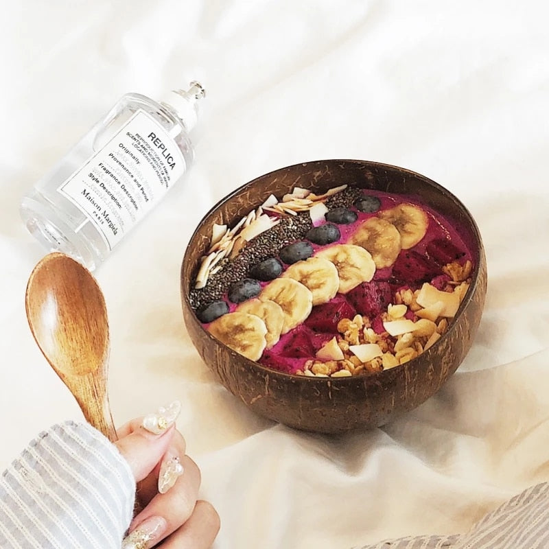 Natural Coconut Wood Bowl with Coconut Wood Spoon