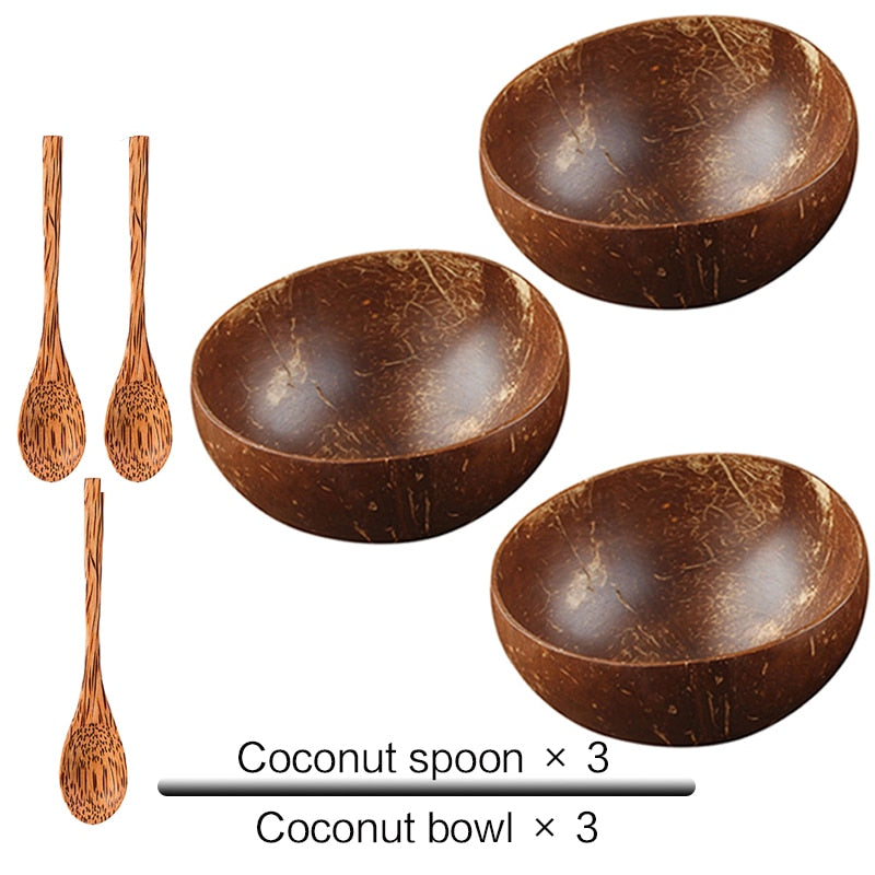 Natural Coconut Wood Bowl with Coconut Wood Spoon