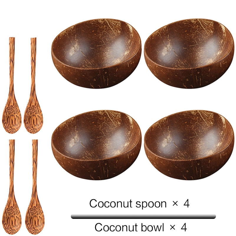 Natural Coconut Wood Bowl with Coconut Wood Spoon