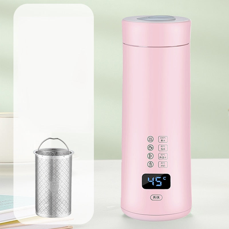 Portable Wireless Rechargeable Electric Kettle Thermal Boiling Cup for  Travel Car Water Boiler Temperature Control Thermos 400ml - AliExpress